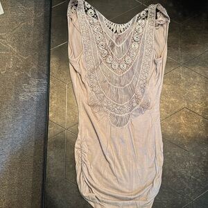 2b Bebe Top  taupe with back design